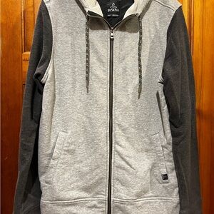 Prana Men’s comfy hoodie with a zip-up front.